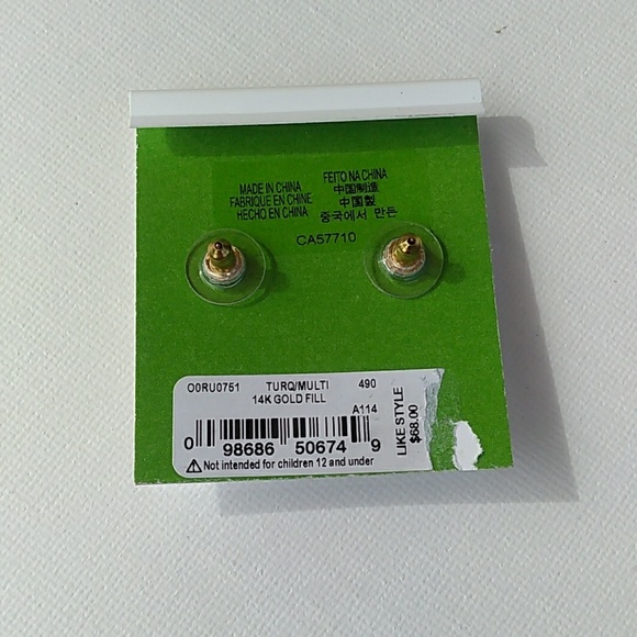 🆕 NWT Kate Spade 14K GF Turquoise Green Stone - Picture 6 of 8